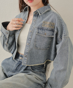セール】【セットアップ対応】短丈デニムシャツ（シャツ/ブラウス