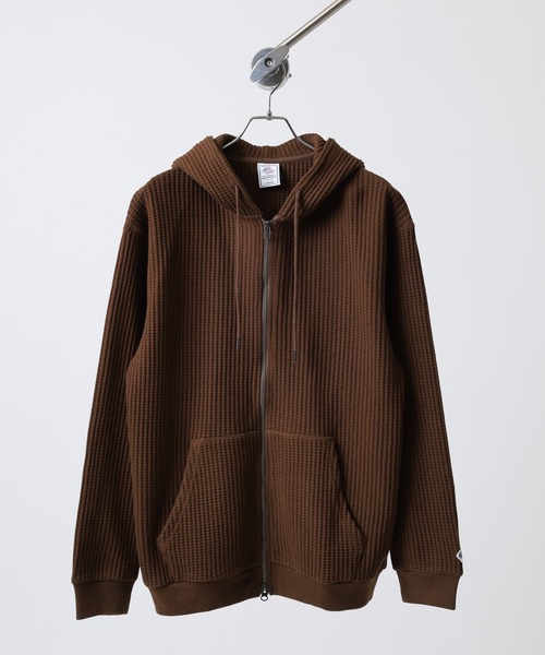 JEMORGAN(ジェーイーモーガン)の「JEMORGAN ビッグワッフルフルジップパーカー(パーカー・メンズ・ブラック/杢グレー/ブラウン/オートミール/ネイビー・M/L/XL)」の4枚目の写真