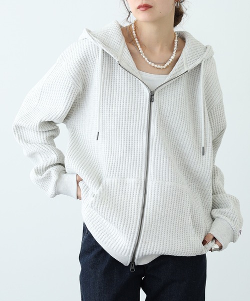 JEMORGAN(ジェーイーモーガン)の「JEMORGAN ビッグワッフルフルジップパーカー(パーカー・メンズ・ブラック/杢グレー/ブラウン/オートミール/ネイビー・M/L/XL)」の21枚目の写真