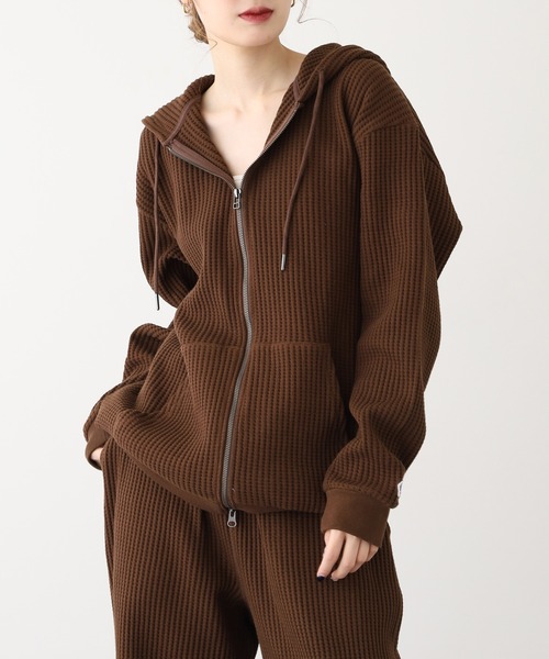 JEMORGAN(ジェーイーモーガン)の「JEMORGAN ビッグワッフルフルジップパーカー(パーカー・メンズ・ブラック/杢グレー/ブラウン/オートミール/ネイビー・M/L/XL)」の12枚目の写真