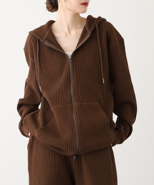JEMORGAN(ジェーイーモーガン)の「JEMORGAN ビッグワッフルフルジップパーカー(パーカー・メンズ・ブラック/杢グレー/ブラウン/オートミール/ネイビー・M/L/XL)」の13枚目の写真