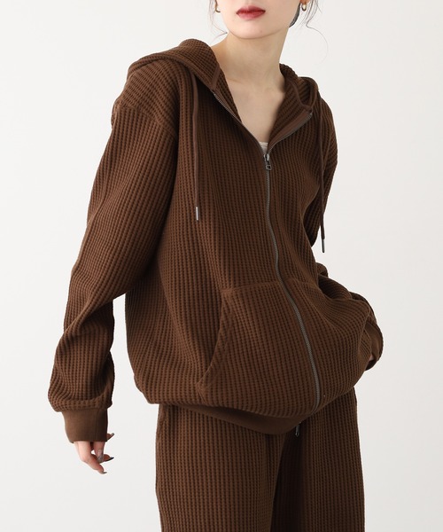 JEMORGAN(ジェーイーモーガン)の「JEMORGAN ビッグワッフルフルジップパーカー(パーカー・メンズ・ブラック/杢グレー/ブラウン/オートミール/ネイビー・M/L/XL)」の14枚目の写真