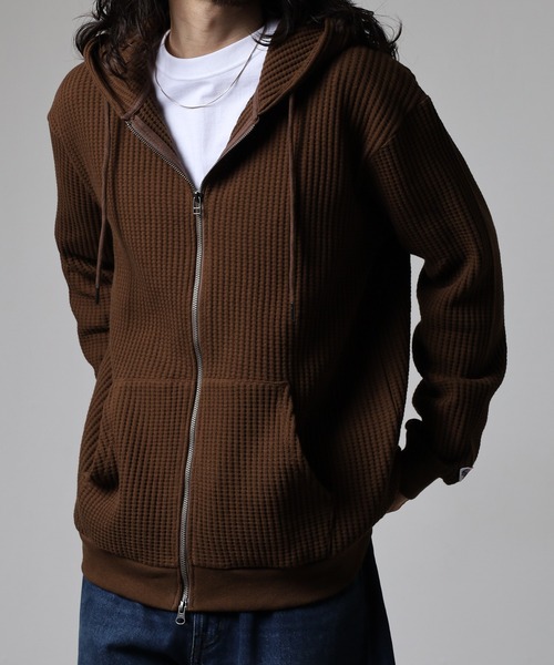 JEMORGAN(ジェーイーモーガン)の「JEMORGAN ビッグワッフルフルジップパーカー(パーカー・メンズ・ブラック/杢グレー/ブラウン/オートミール/ネイビー・M/L/XL)」の18枚目の写真