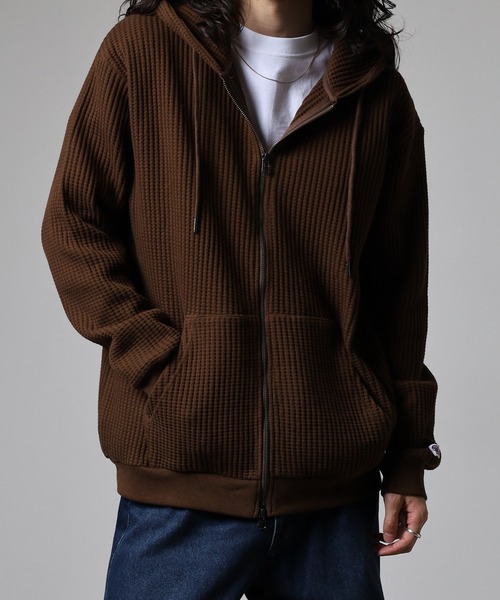 JEMORGAN(ジェーイーモーガン)の「JEMORGAN ビッグワッフルフルジップパーカー(パーカー・メンズ・ブラック/杢グレー/ブラウン/オートミール/ネイビー・M/L/XL)」の17枚目の写真