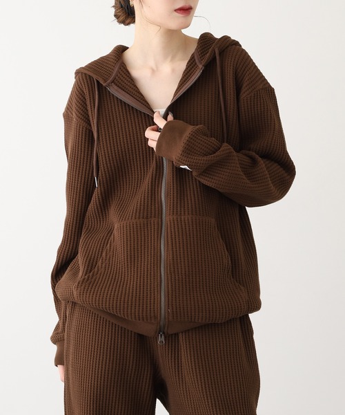 JEMORGAN(ジェーイーモーガン)の「JEMORGAN ビッグワッフルフルジップパーカー(パーカー・メンズ・ブラック/杢グレー/ブラウン/オートミール/ネイビー・M/L/XL)」の11枚目の写真