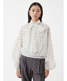レディースのシャツ/ブラウス（ホワイト/白色系・ドット柄