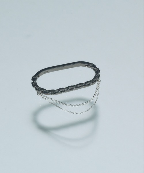 and cloud(アンドクラウド)の「Drape Chain Double Ring(リング・レディース・ブラック系その他・M/S)」の1枚目の写真