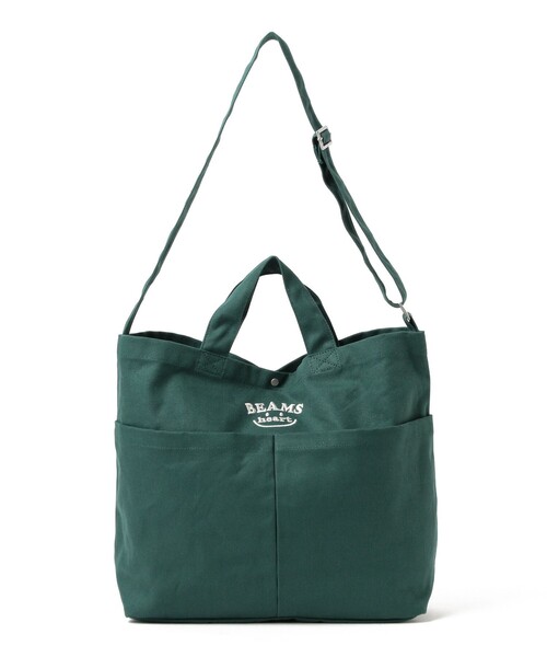 BEAMS HEART（ビームスハート）の「【ベストセラー / 2WAY】スマイル 刺繍 ロゴ バッグ A4収納可能（トートバッグ・レディース・チャコールグレー/ナチュラル/グリーン/ベージュ/イエロー系その他4/ブラウン・ONE SIZE）」の5枚目の写真