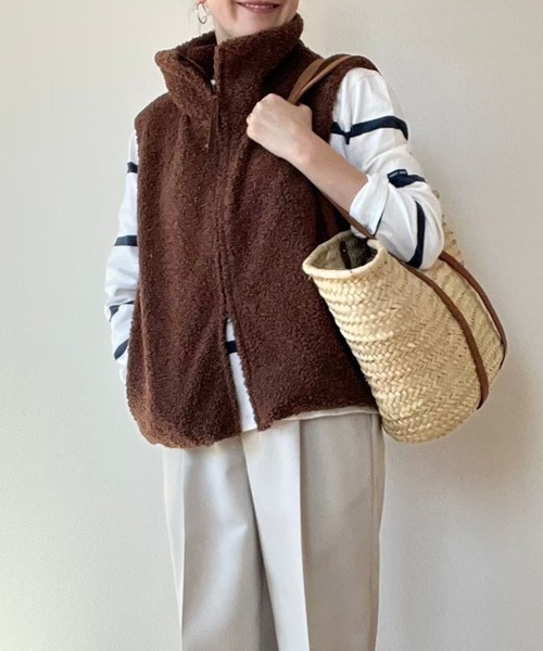 Trefle blanc(トレフルブラン)の「【original】Boa Vest(ベスト・レディース・ブラウン・FREE)」の2枚目の写真