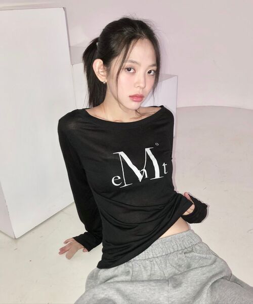 MUCENT(ムセント)の「メインシンボルシースルー長袖Tシャツ(3カラー)(Tシャツ/カットソー・レディース・ホワイト/スカイブルー/ブラック・FREE)」の9枚目の写真