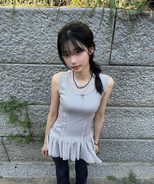 FLAREUP(フレアアップ)の「レイヤードレースフリルノースリーブ(FL-157_クリーム)(Tシャツ/カットソー・レディース・Cream・1/2)」の17枚目の写真