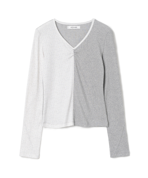 MILLO WOMEN(ミロウーマン)の「ミックスド柄Tシャツ【メランジグレー】(Tシャツ/カットソー・レディース・その他・FREE)」の1枚目の写真