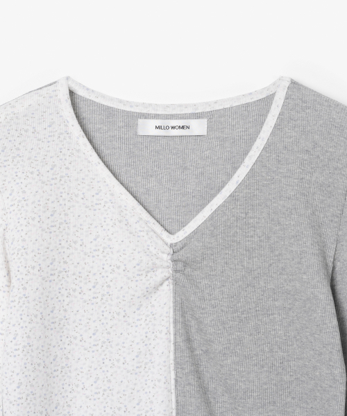 MILLO WOMEN(ミロウーマン)の「ミックスド柄Tシャツ【メランジグレー】(Tシャツ/カットソー・レディース・その他・FREE)」の3枚目の写真