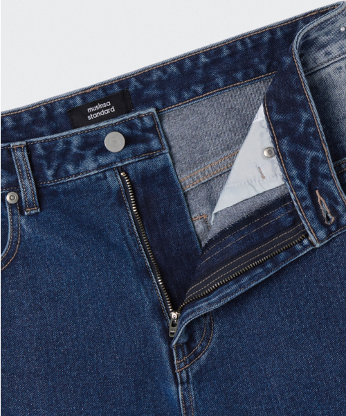 MUSINSA STANDARD（ムシンサスタンダード）の「サイドブラシワイドデニムパンツ[ミディアムインディゴ]（デニムパンツ・メンズ・その他・27/28/29/40/38/42/36/34/32/30/31/33/26）」の3枚目の写真