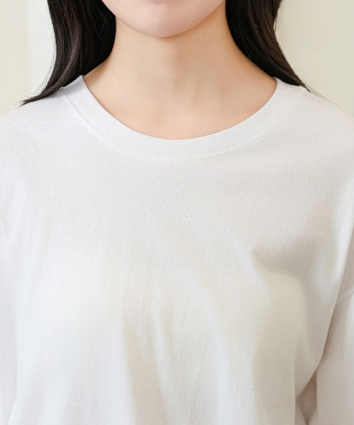 DAYRA(デイラ)の「コットン ラウンドネック 袖口 切替 カットソー(Tシャツ/カットソー・レディース・ホワイト/ブラック/グレイッシュベージュ/グレー・S/M/XL)」の22枚目の写真