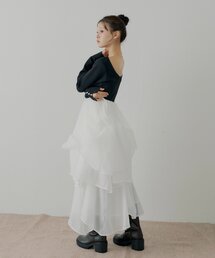 Chico | 【WEB限定/SALON by Chico】タックチュールドッキングロングワンピース(ワンピース)