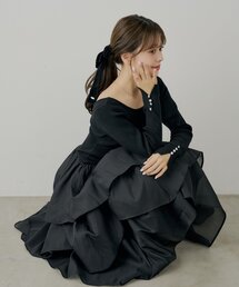 Chico（チコ）の「【WEB限定/SALON by Chico】タックチュールドッキングロングワンピース（ワンピース）」