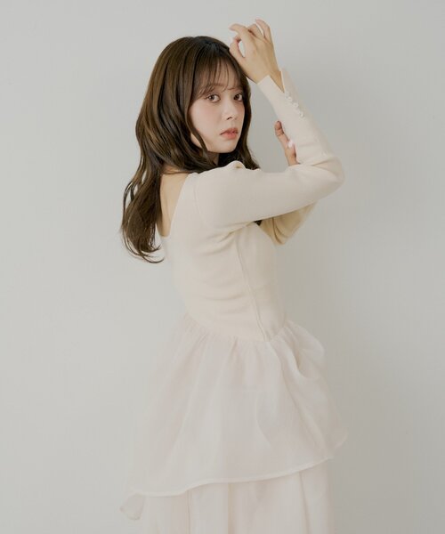 SALON by Chico】タックチュールドッキングロングワンピース