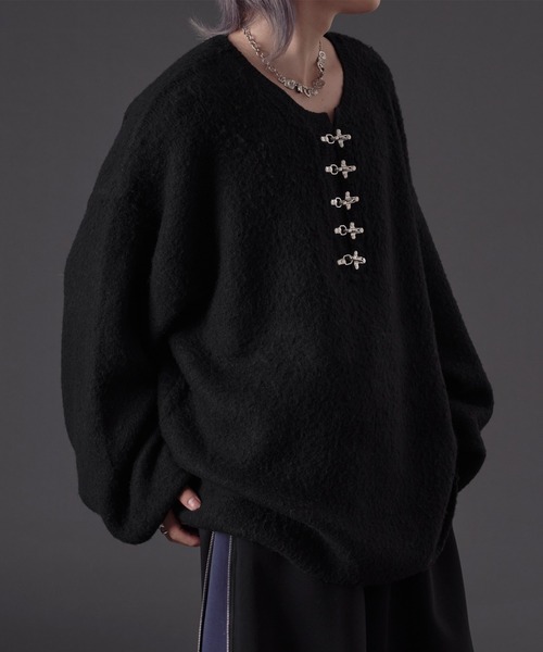 即*ー様 狐刺繍ファイヤーフックカーディガン ファイヤーフックボリュームニット（ニット/セーター）｜狐独（コドク