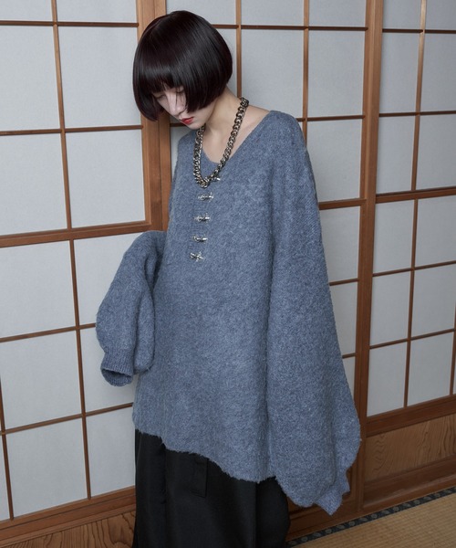 かつき君着用　FUCニット 受注制【Chikashitsu +】front hook long sleeve knit (4color