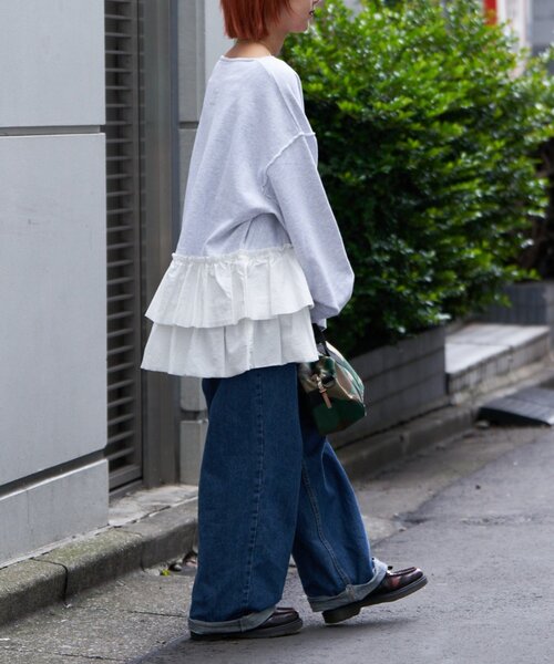 etsinta（エシンタ）の「【etsinta/エシンタ】リメイク裾フリルスウェット（Tシャツ/カットソー・レディース・グレー・ONE SIZE）」の10枚目の写真