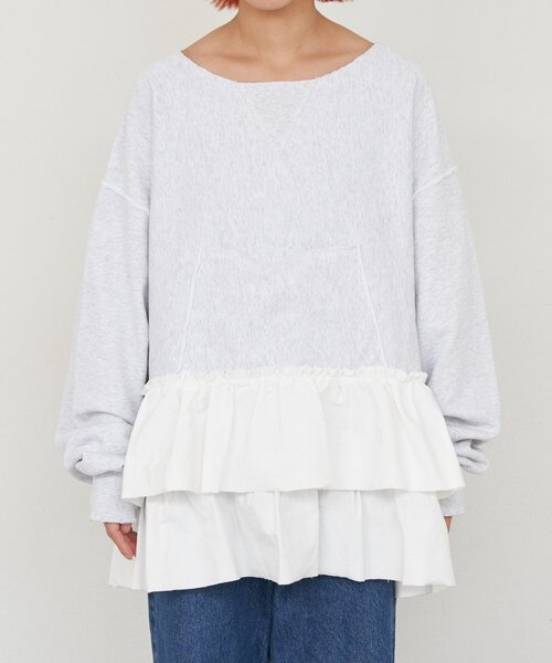 etsinta（エシンタ）の「【etsinta/エシンタ】リメイク裾フリルスウェット（Tシャツ/カットソー・レディース・グレー・ONE SIZE）」の12枚目の写真