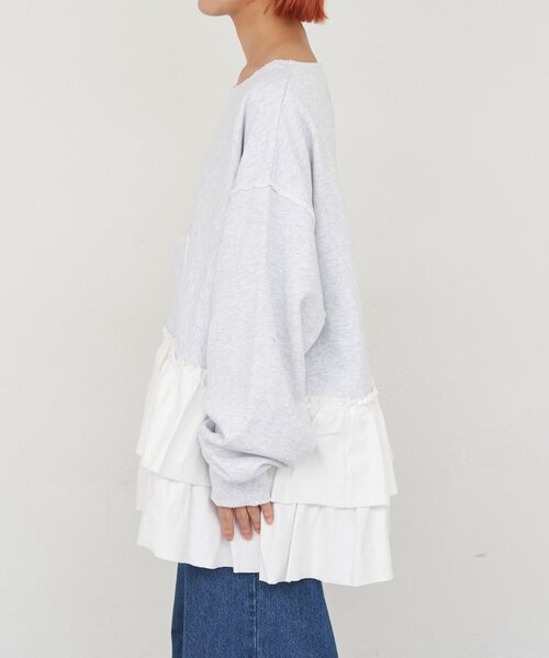 etsinta（エシンタ）の「【etsinta/エシンタ】リメイク裾フリルスウェット（Tシャツ/カットソー・レディース・グレー・ONE SIZE）」の13枚目の写真