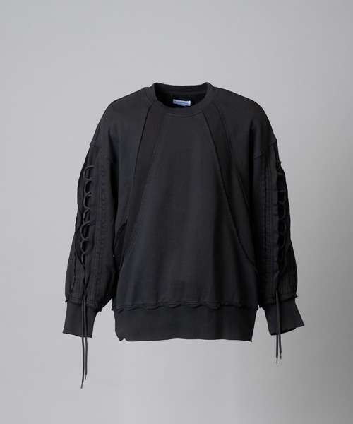 MAISON SPECIAL（メゾンスペシャル）の「《UNISEX》Waffle Switch Lace-up Sweat Prime-Over Crew Neck Pullover/ワッフル切り替えレースアップスウェットプライムオーバークルーネックプルオーバー【MAISON SPECIAL/メゾンスペシャル】（スウェット・メンズ・グレー/ブラック・0/1/2）」の13枚目の写真