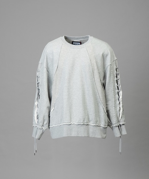 MAISON SPECIAL（メゾンスペシャル）の「《UNISEX》Waffle Switch Lace-up Sweat Prime-Over Crew Neck Pullover/ワッフル切り替えレースアップスウェットプライムオーバークルーネックプルオーバー【MAISON SPECIAL/メゾンスペシャル】（スウェット・メンズ・グレー/ブラック・0/1/2）」の14枚目の写真