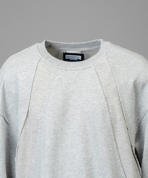 MAISON SPECIAL（メゾンスペシャル）の「《UNISEX》Waffle Switch Lace-up Sweat Prime-Over Crew Neck Pullover/ワッフル切り替えレースアップスウェットプライムオーバークルーネックプルオーバー【MAISON SPECIAL/メゾンスペシャル】（スウェット・メンズ・グレー/ブラック・0/1/2）」の17枚目の写真