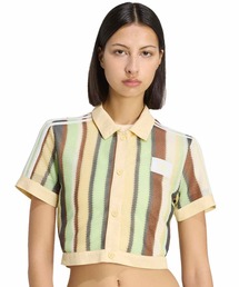 adidas SUMMER GLOW STRIPED CROPPED POLO / アディダス サマー グロウ ストライプド クロップ ポロ