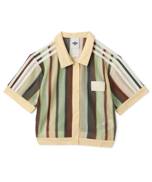 adidas(アディダス)の「adidas SUMMER GLOW STRIPED CROPPED POLO / アディダス サマー グロウ ストライプド クロップ ポロ(ポロシャツ・レディース・マルチ・S/L/M)」の5枚目の写真