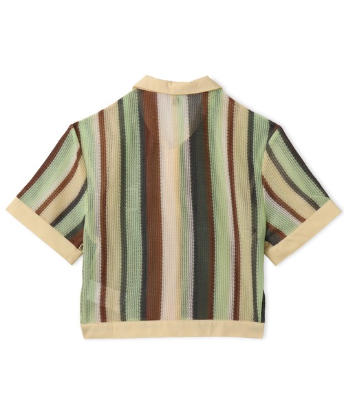 adidas(アディダス)の「adidas SUMMER GLOW STRIPED CROPPED POLO / アディダス サマー グロウ ストライプド クロップ ポロ(ポロシャツ・レディース・マルチ・S/L/M)」の8枚目の写真