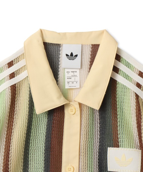 adidas(アディダス)の「adidas SUMMER GLOW STRIPED CROPPED POLO / アディダス サマー グロウ ストライプド クロップ ポロ(ポロシャツ・レディース・マルチ・S/L/M)」の4枚目の写真