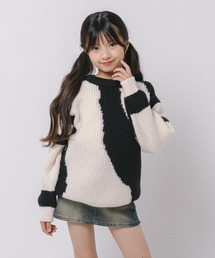 URBAN CHERRY（アーバンチェリー）の「"【軽量なのに暖かい""かるポカ""素材】ニュアンスカラーデザインニット"（ニット/セーター・キッズ）」