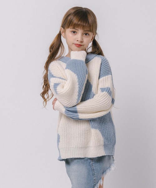 軽量なのに暖かい''かるポカ''素材】ニュアンスカラーデザインニット