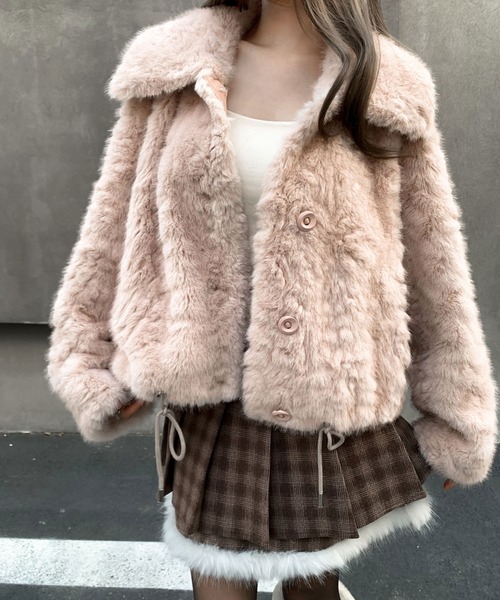 VEILA（ヴェイラ）の「ショートフェイクファージャケット（その他アウター・レディース・ホワイト/ピンク・S/M）」の16枚目の写真
