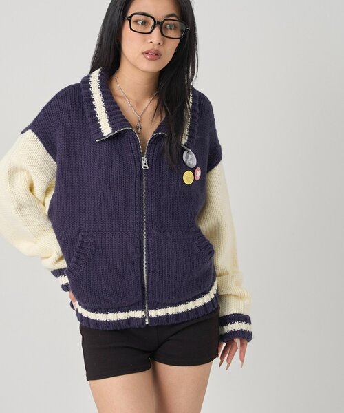 WHO'S WHO gallery(フーズフーギャラリー)の「ニットスタジャン(スタジャン・レディース・レッド/ネイビー・FREE)」の5枚目の写真