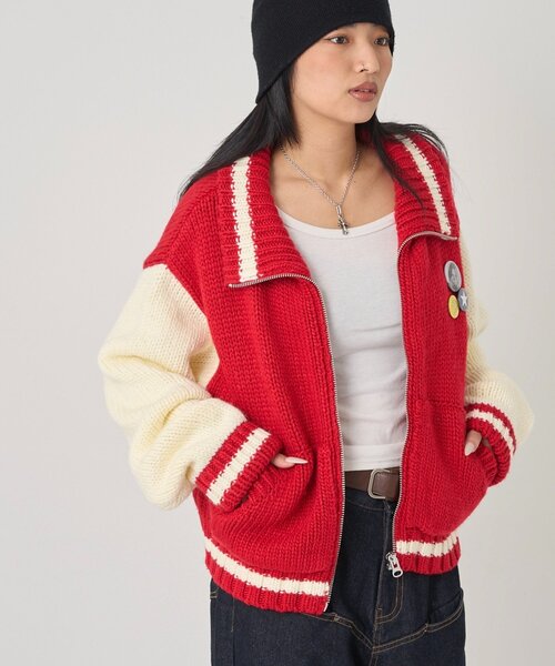 WHO'S WHO gallery(フーズフーギャラリー)の「ニットスタジャン(スタジャン・レディース・レッド/ネイビー・FREE)」の8枚目の写真