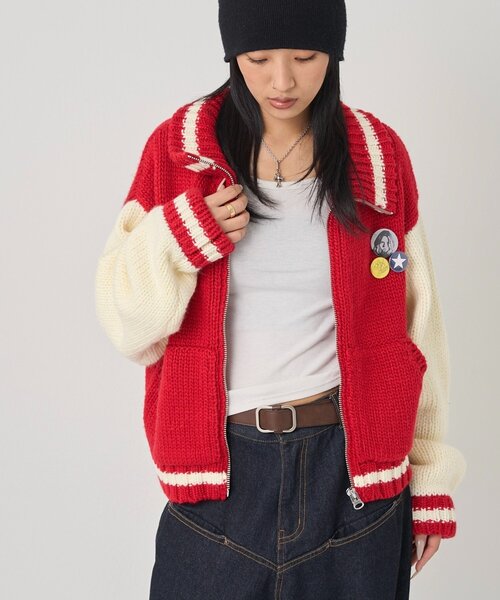 WHO'S WHO gallery(フーズフーギャラリー)の「ニットスタジャン(スタジャン・レディース・レッド/ネイビー・FREE)」の9枚目の写真