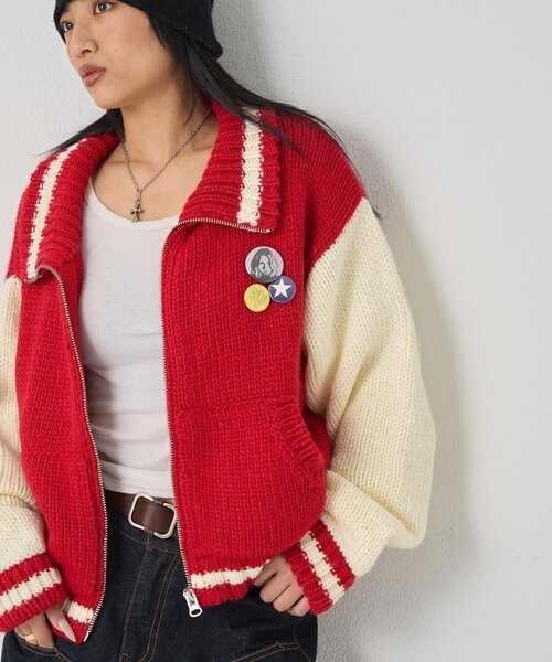 WHO'S WHO gallery(フーズフーギャラリー)の「ニットスタジャン(スタジャン・レディース・レッド/ネイビー・FREE)」の10枚目の写真