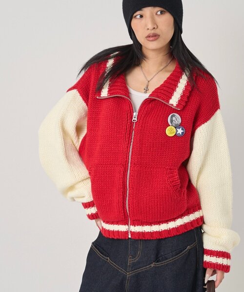 WHO'S WHO gallery(フーズフーギャラリー)の「ニットスタジャン(スタジャン・レディース・レッド/ネイビー・FREE)」の11枚目の写真