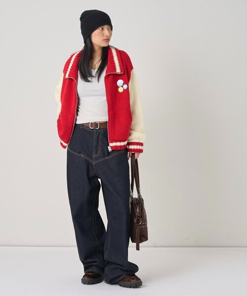 WHO'S WHO gallery(フーズフーギャラリー)の「ニットスタジャン(スタジャン・レディース・レッド/ネイビー・FREE)」の14枚目の写真