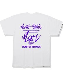 ムーブメントブルーレタリングTシャツホワイト