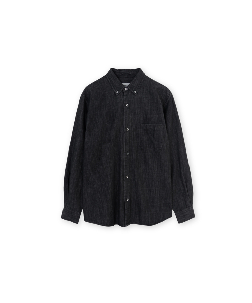 BROWNYARD(ブラウンヤード)の「ボタンダウンデニムシャツ、ブラック(シャツ/ブラウス・メンズ・その他・3/4/5/6)」の1枚目の写真
