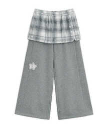 HUG YOUR SKIN（ハグユアスキン）の「フリーススカートジョガーパンツ（ミントグレー）（スウェットパンツ）」