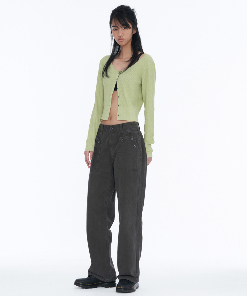 Button Detail Pants Charcoal