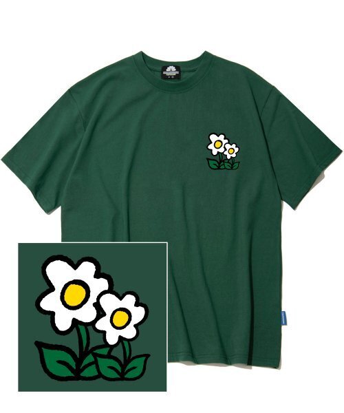 TRIPSHION(トリップション)の「ダブルフラワーロゴTシャツ - グリーン(Tシャツ/カットソー・メンズ・その他・LARGE/MEDIUM/X-LARGE)」の1枚目の写真