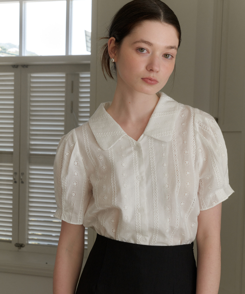 YUPPE(ヨッペ)の「LACE PUFF SHIRT_WHITE(シャツ/ブラウス・レディース・その他・FREE)」の4枚目の写真