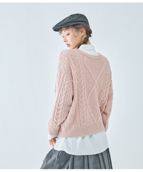 PEACH JOHN（ピーチジョン）の「モヘヤ調ケーブルニット（ニット/セーター・レディース・ネイビー/ピンク/グレイッシュベージュ・ONE SIZE）」の8枚目の写真